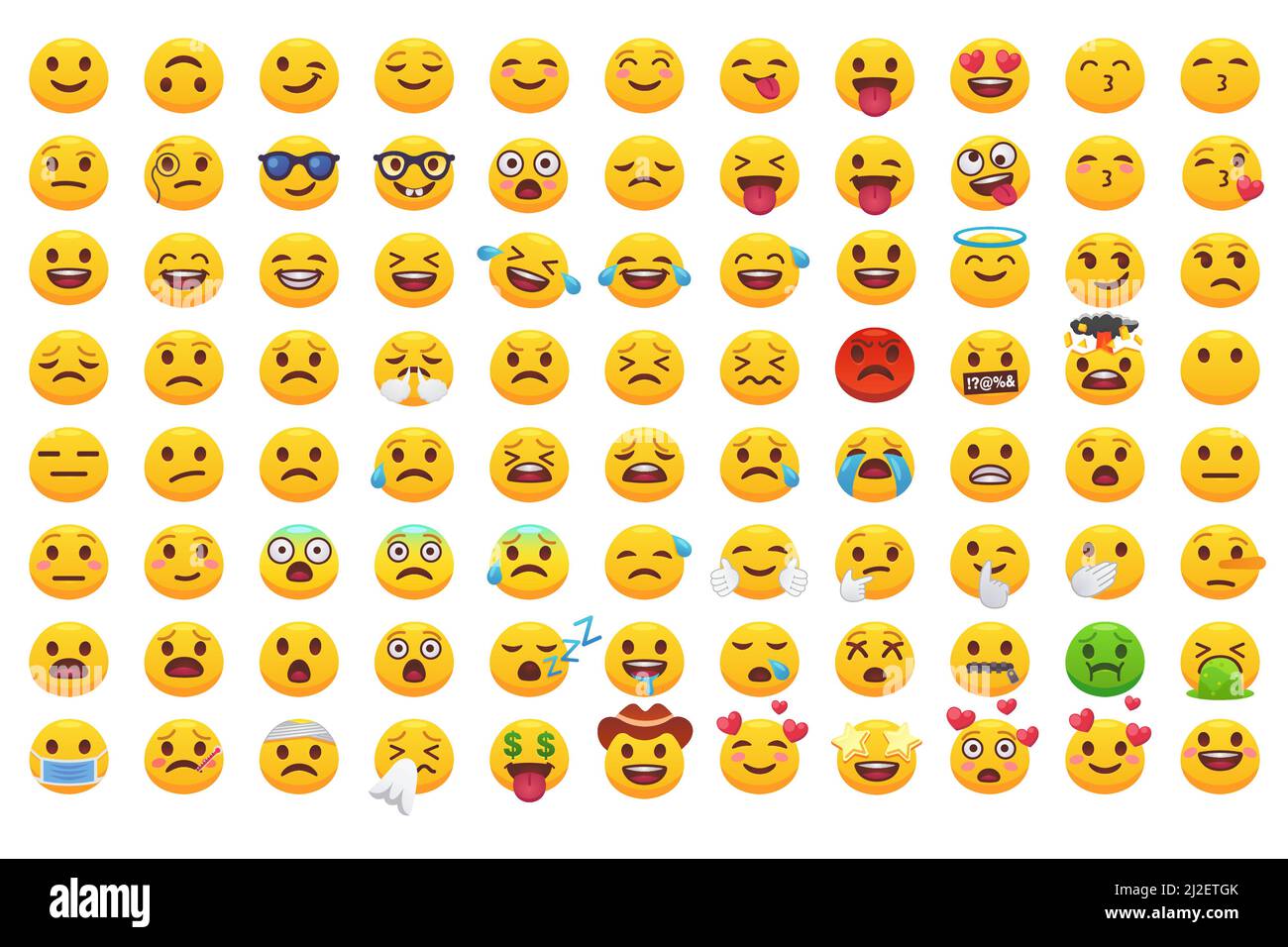 Verschiedene Emoji Gesichter flache Symbole großen Satz für Web-Design