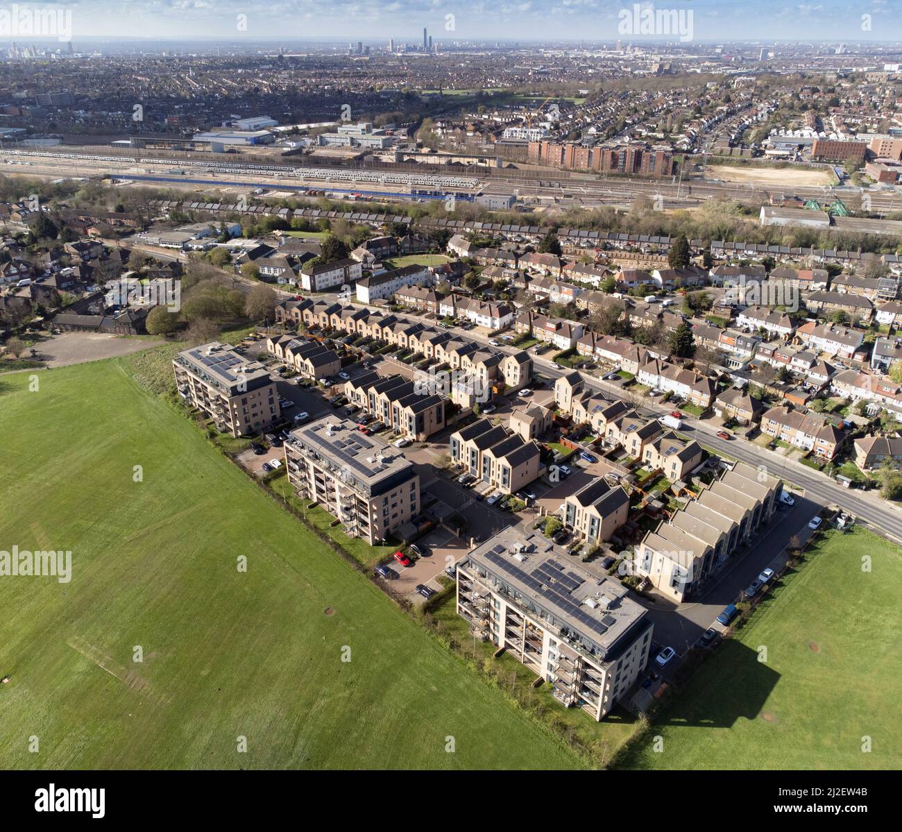 Neue Wohnanlage Swannell Way, Brent Cross, Barnett, London, England Stockfoto