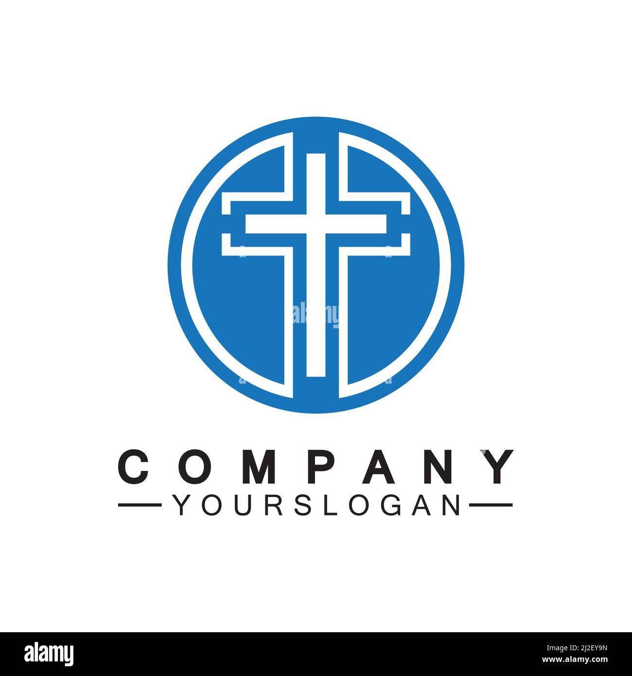 Kirchenlogo.Illustration eines modernen, sauberen Kirchenkreuzes für ein modernes Kirchenzeichen.Ikone des christlichen Kreuzes. Zeichen der katholischen, religiösen und orthodoxen Stock Vektor