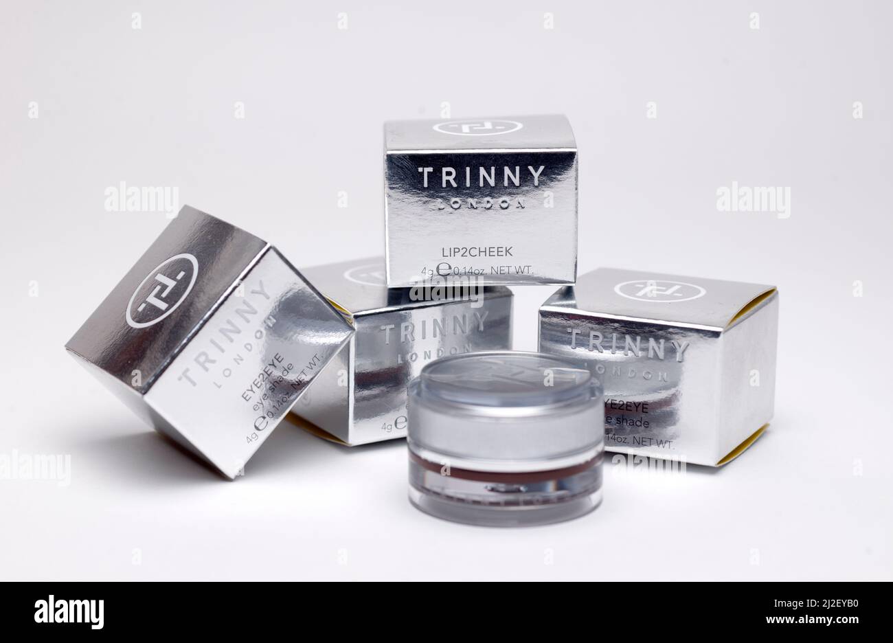 Boxen von Trinny Luxus Make-up Stockfoto