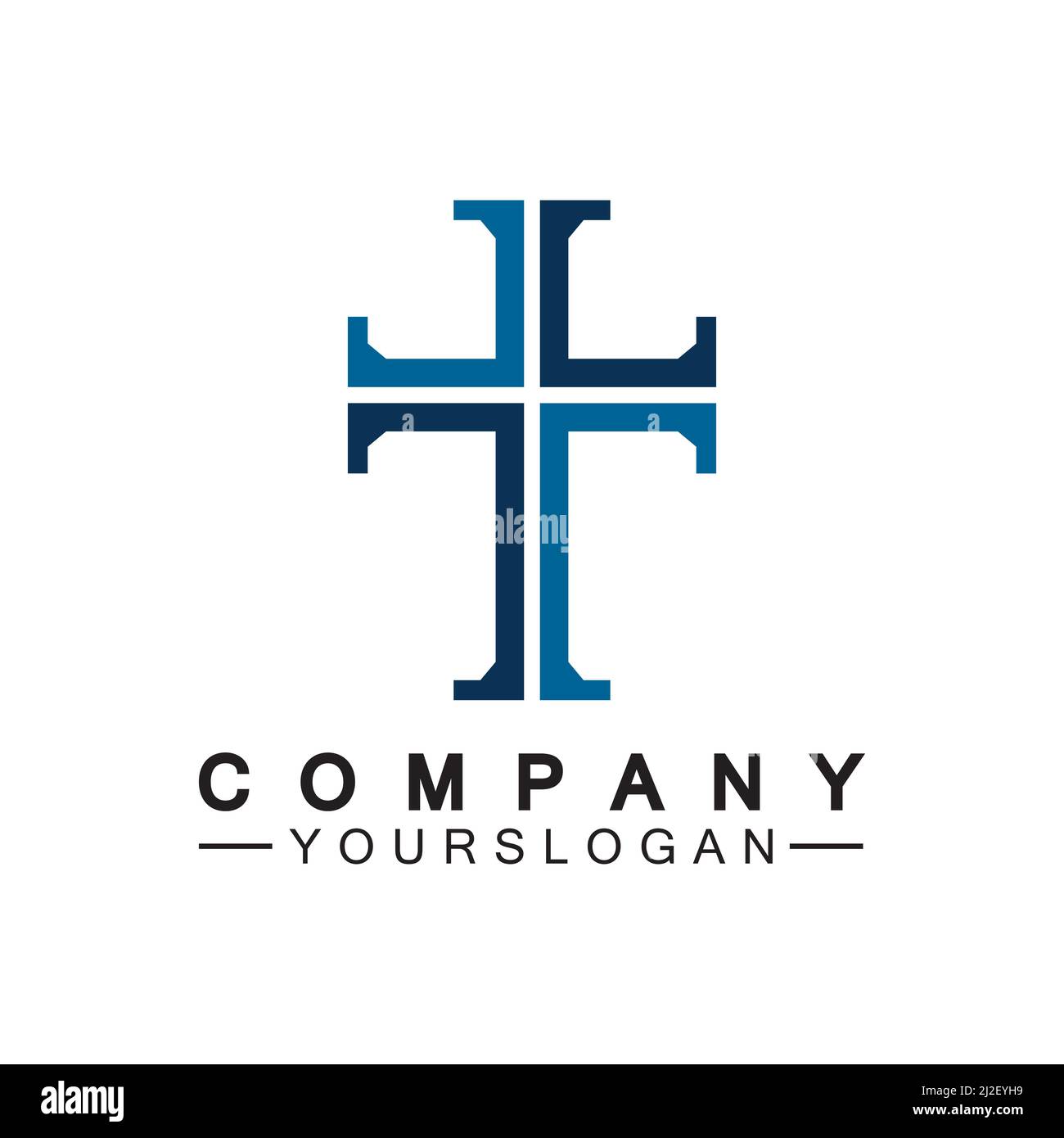 Kirchenlogo.Illustration eines modernen, sauberen Kirchenkreuzes für ein modernes Kirchenzeichen.Ikone des christlichen Kreuzes. Zeichen der katholischen, religiösen und orthodoxen Stock Vektor