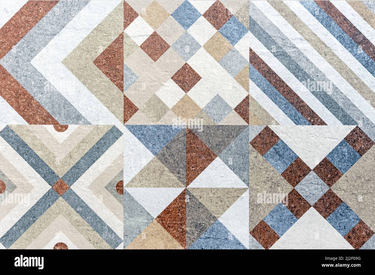 Matte Keramikfliesen mit mehrfarbigen Mustern. Kachel Hintergrund für Design. Stockfoto