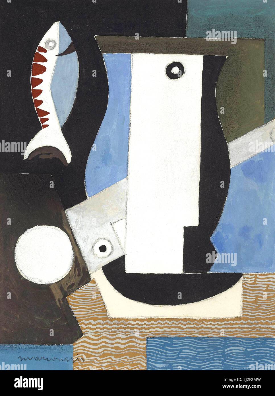 Louis Marcoussis - kubistische Komposition - Porträt mit Fisch und Mondschein - 1926 Stockfoto