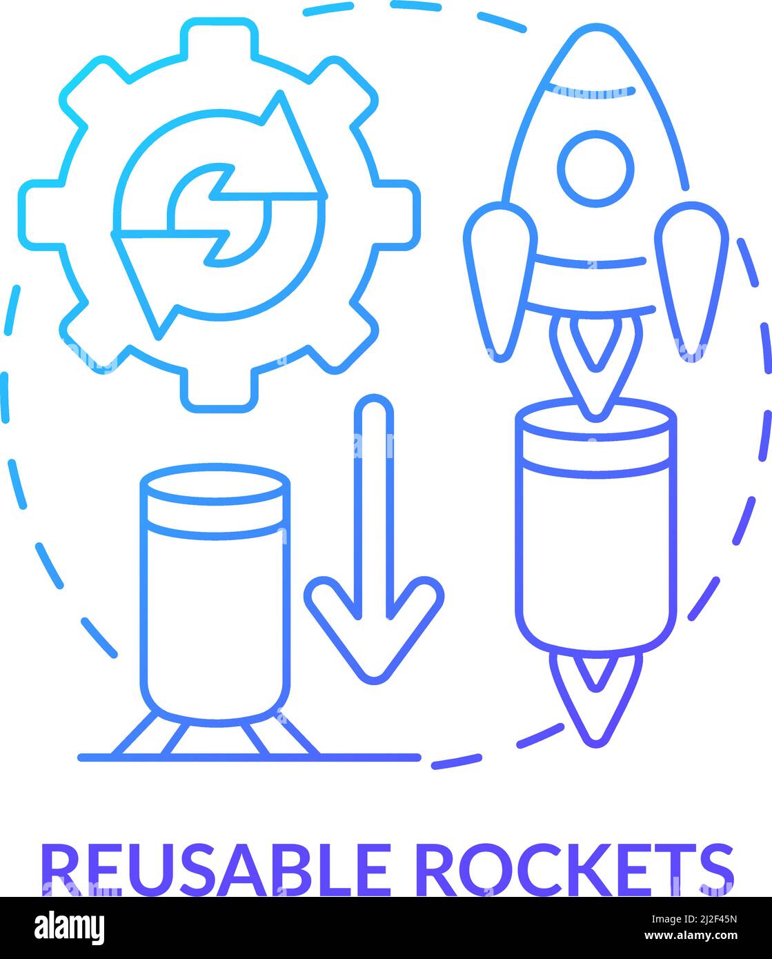 Symbol für wiederverwendbares Rockets Blue Gradient Concept Stock Vektor
