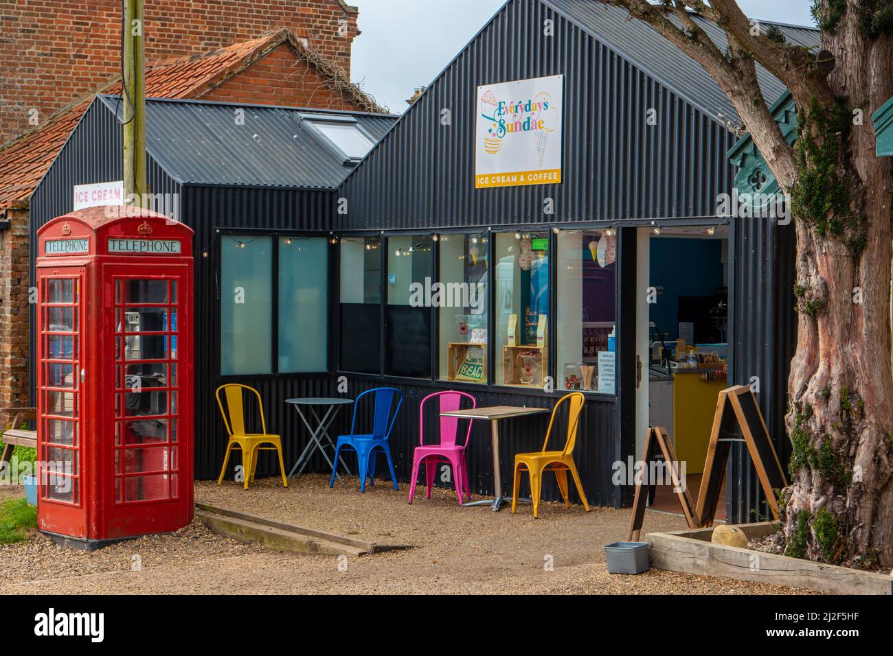 Jeden Sonntag, Café in Walberswick, Suffolk Stockfoto