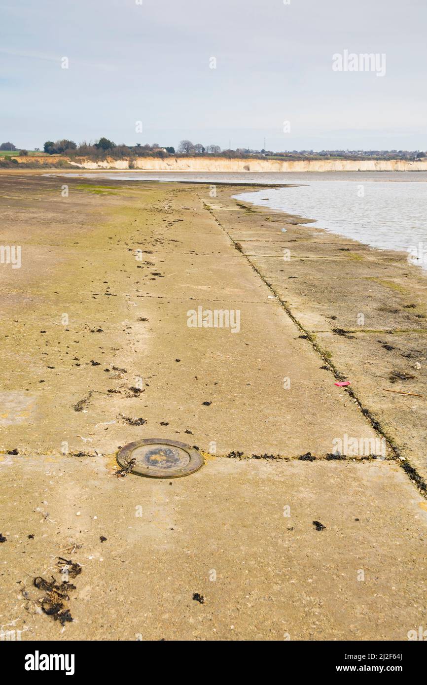 Ehemalige Hovercraft-Landerampen und -Pads am Ramsgate zum Calais-Terminal in Pegwell Bay, Cliffsend, Kent. Stockfoto