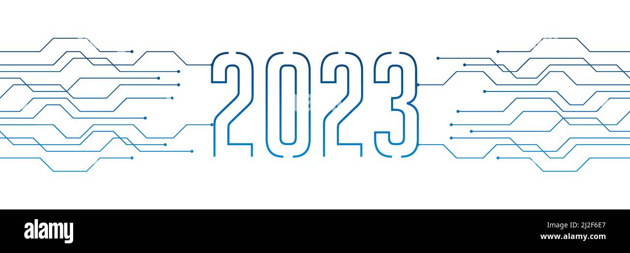 Leiterplattenelektronik Digitaltechnik Banner 2023 blau Stock Vektor