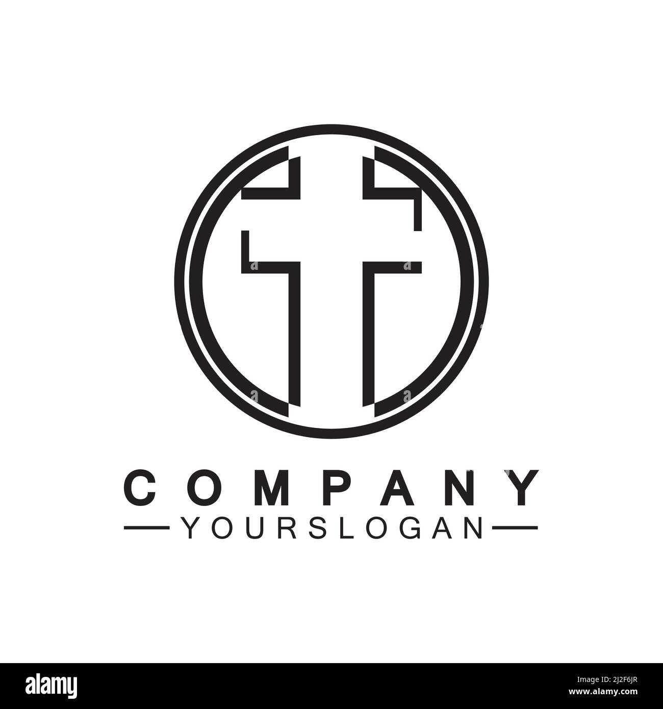 Kirchenlogo.Illustration eines modernen, sauberen Kirchenkreuzes für ein modernes Kirchenzeichen.Ikone des christlichen Kreuzes. Zeichen der katholischen, religiösen und orthodoxen Stock Vektor