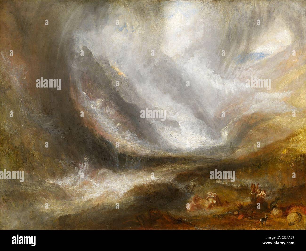 Tal von Aosta: Schneesturm, Lawine und Gewitter. Joseph Mallord William Turner. 1836/37. Stockfoto