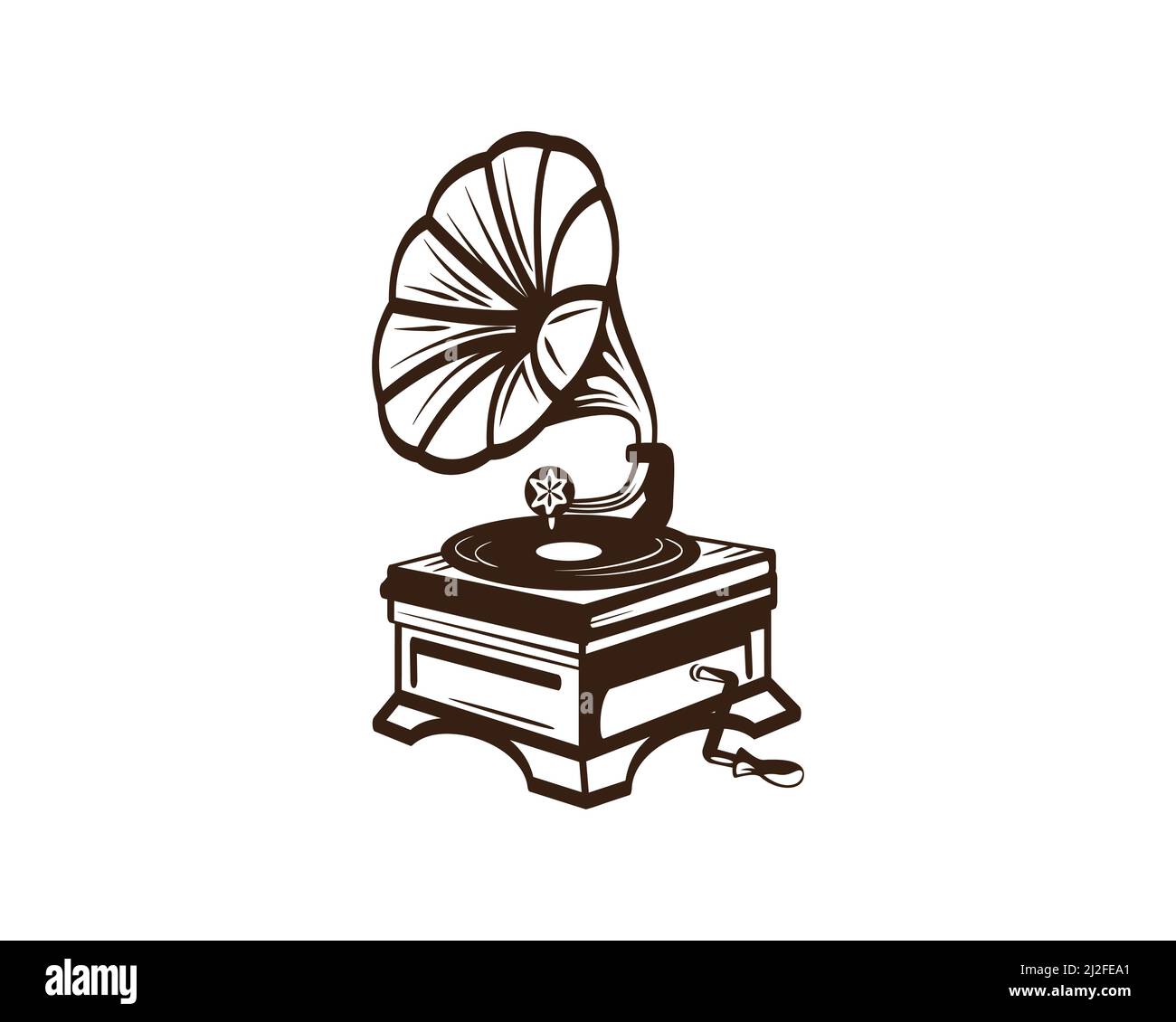 Gramophone und Phonograph Record Player Illustration Silhouette Stock Vektor
