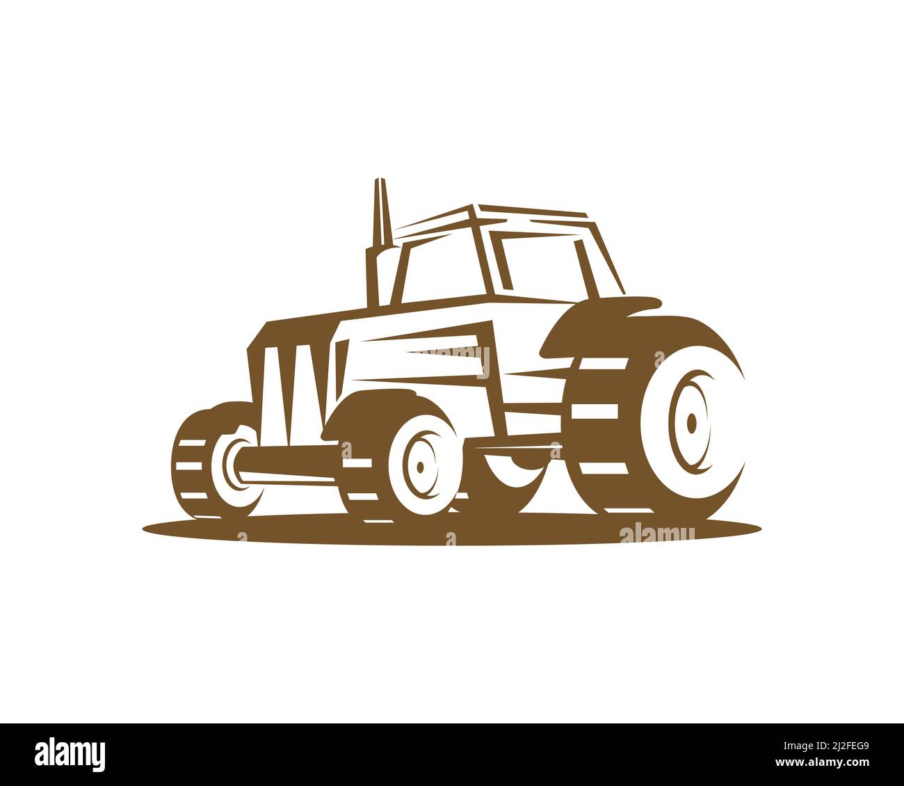 Traktor Illustration Braun Farbige Silhouette Vektor Stock Vektor