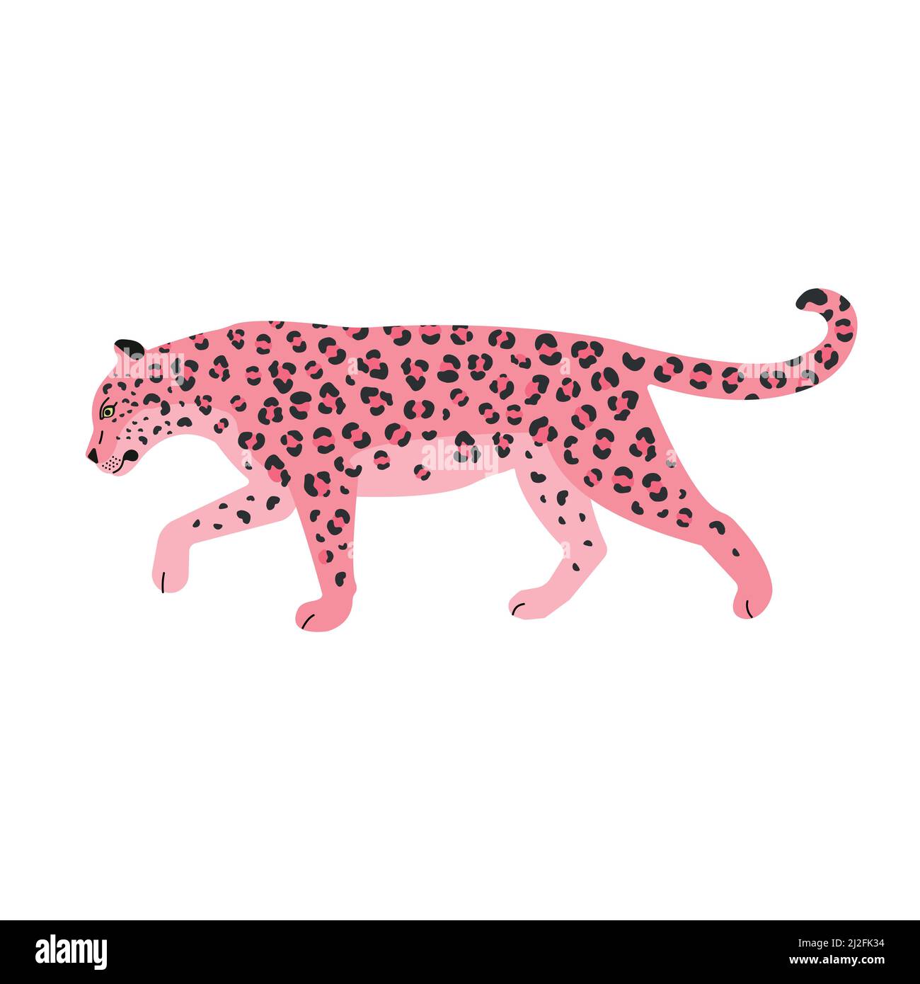 Vektor flach rosa Leopard isoliert auf weißem Hintergrund Stock Vektor