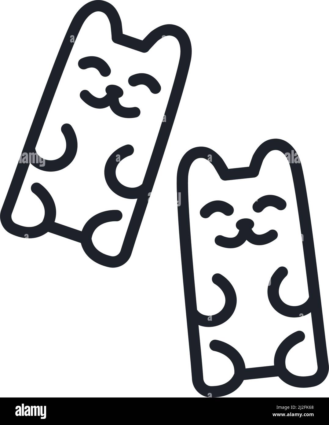 Symbol „Gummibärchen“. Bonbons isolierte Liniensymbole Stock Vektor