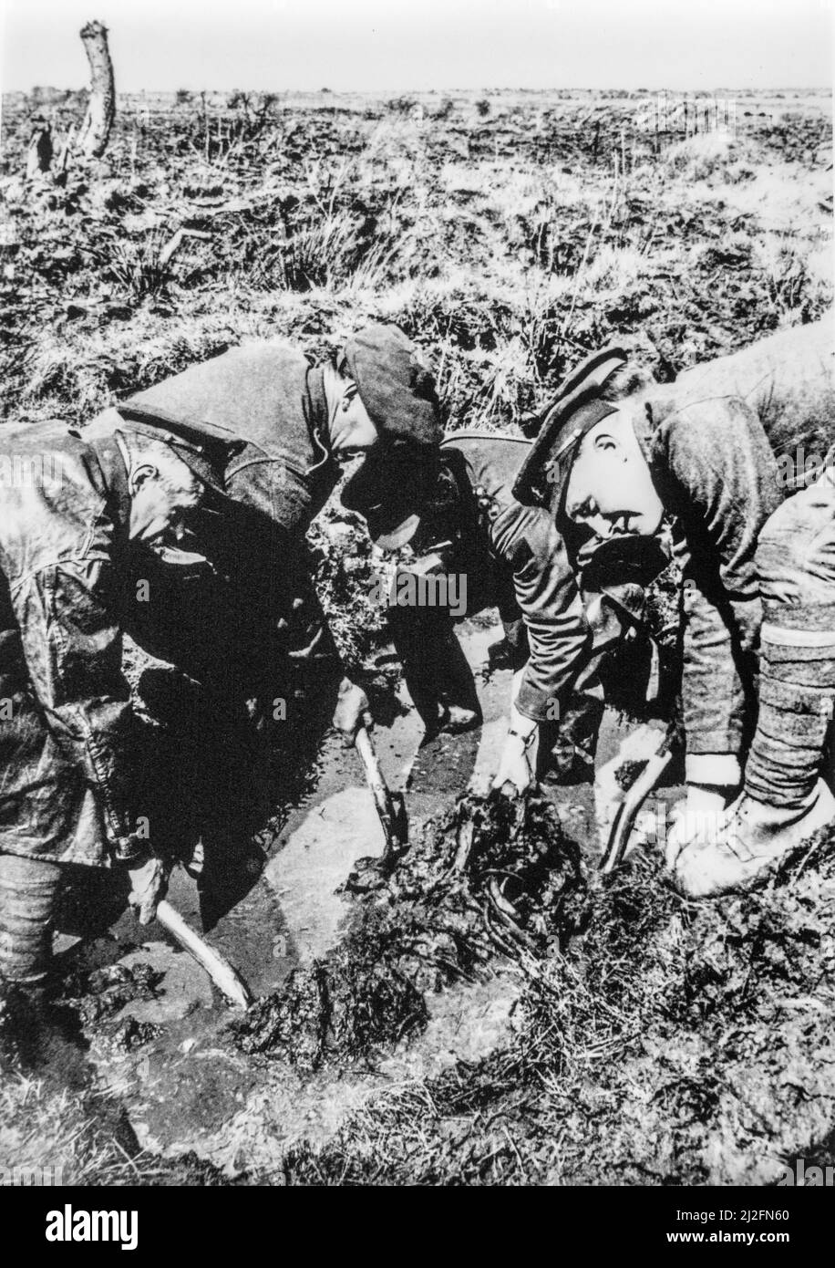 1920 Suchpartei der Imperial war Graves Commission / CWGC gräbt tote Soldaten aus dem Ersten Weltkrieg aus, die im Ersten Weltkrieg gefallen sind Stockfoto