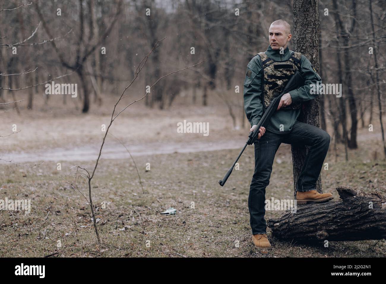 Sehr blutiger Krieg zwischen Russland und der Ukraine. Stockfoto