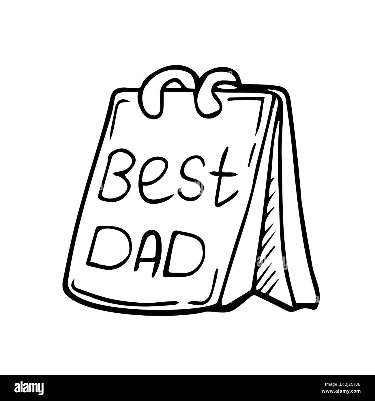 Doodle Kalender Best Dad for Fathers Tag Konzept. Alles gute zum Vatertag Stock Vektor