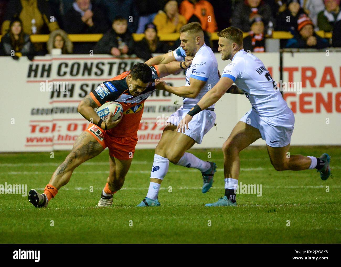 Castleford, Großbritannien. 1. April 2022. Betfred Super League-Spiel zwischen Castleford Tigers und Toulouse Olympique XIII bei der Mend-A-Hose-Jungle, Castleford, West Yorkshire, Großbritannien am 1.. April 2022 Credit: Craig Cresswell/Alamy Live News Stockfoto