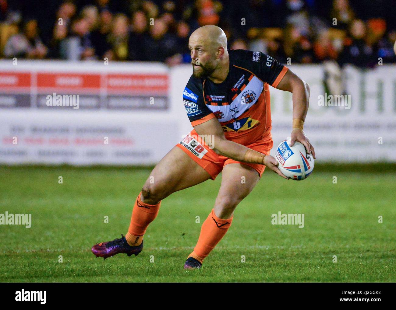 Castleford, Großbritannien. 1. April 2022. Betfred Super League-Spiel zwischen Castleford Tigers und Toulouse Olympique XIII bei der Mend-A-Hose-Jungle, Castleford, West Yorkshire, Großbritannien am 1.. April 2022 Credit: Craig Cresswell/Alamy Live News Stockfoto