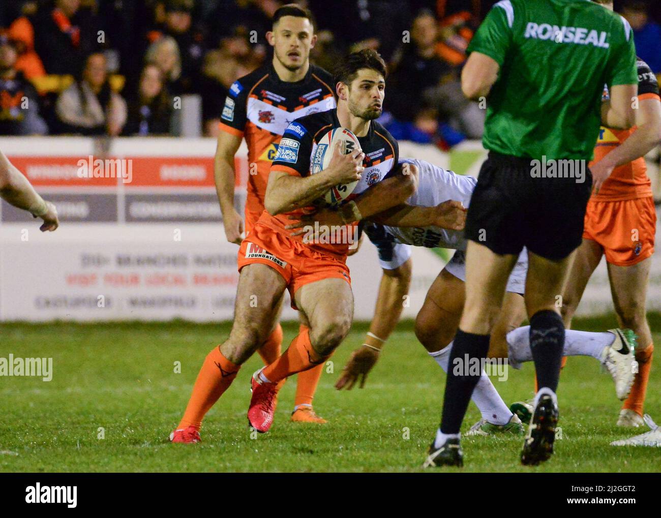 Castleford, Großbritannien. 1. April 2022. Betfred Super League-Spiel zwischen Castleford Tigers und Toulouse Olympique XIII bei der Mend-A-Hose-Jungle, Castleford, West Yorkshire, Großbritannien am 1.. April 2022 Credit: Craig Cresswell/Alamy Live News Stockfoto