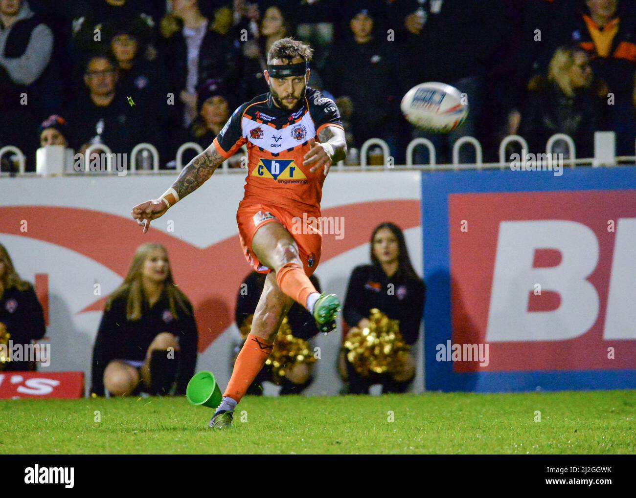Castleford, Großbritannien. 1. April 2022. Betfred Super League-Spiel zwischen Castleford Tigers und Toulouse Olympique XIII bei der Mend-A-Hose-Jungle, Castleford, West Yorkshire, Großbritannien am 1.. April 2022 Credit: Craig Cresswell/Alamy Live News Stockfoto