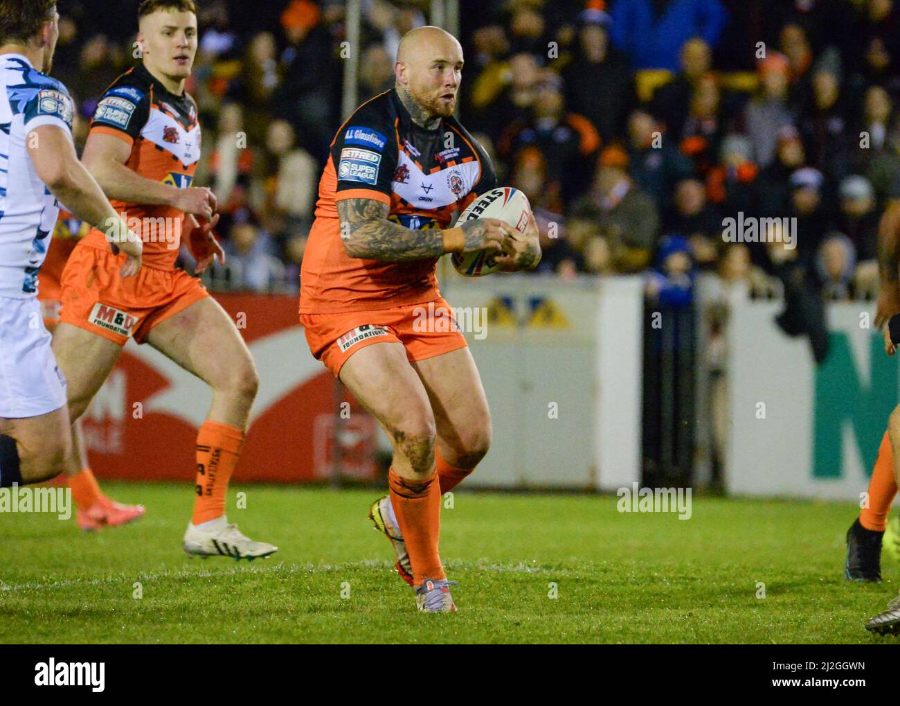 Castleford, Großbritannien. 1. April 2022. Betfred Super League-Spiel zwischen Castleford Tigers und Toulouse Olympique XIII bei der Mend-A-Hose-Jungle, Castleford, West Yorkshire, Großbritannien am 1.. April 2022 Credit: Craig Cresswell/Alamy Live News Stockfoto