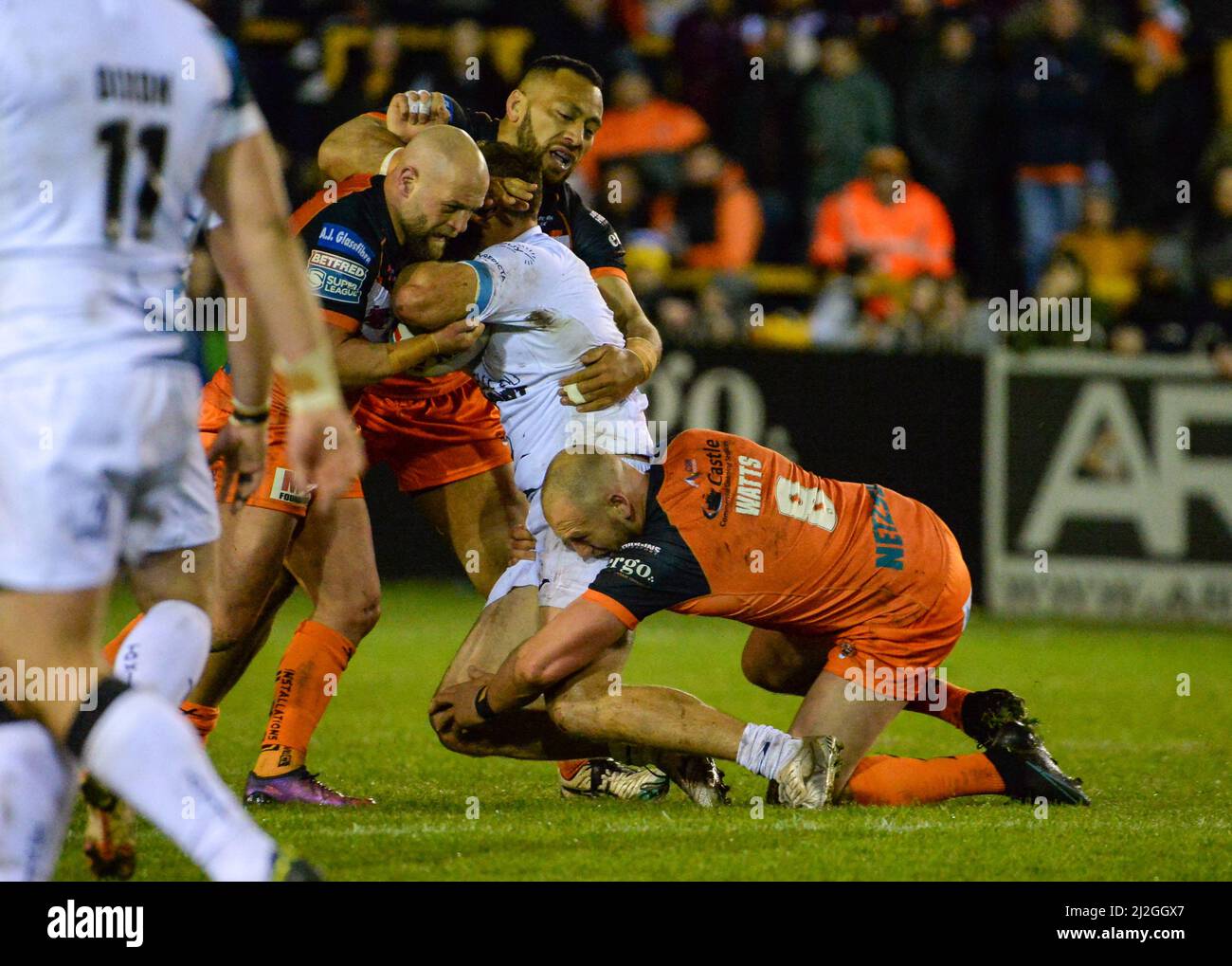 Castleford, Großbritannien. 1. April 2022. Betfred Super League-Spiel zwischen Castleford Tigers und Toulouse Olympique XIII bei der Mend-A-Hose-Jungle, Castleford, West Yorkshire, Großbritannien am 1.. April 2022 Credit: Craig Cresswell/Alamy Live News Stockfoto