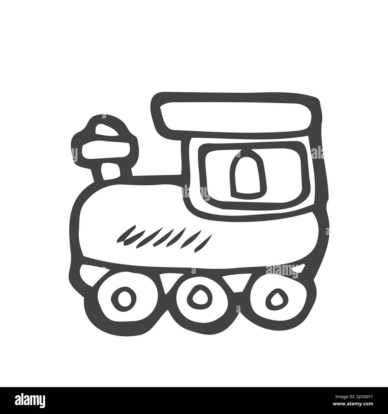 Vektor Hand gezeichnete Doodle niedlich Zug Dampflokomotive isoliert auf weißem Hintergrund. Am besten zum ausmalen für Kinder Bildung. Stock Vektor