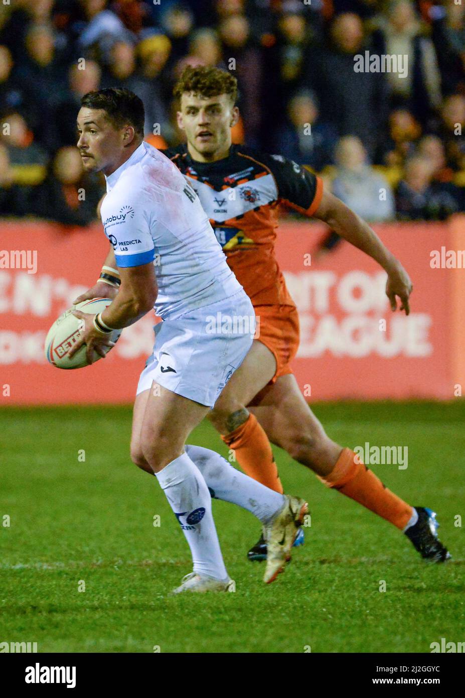 Castleford, Großbritannien. 1. April 2022. Betfred Super League-Spiel zwischen Castleford Tigers und Toulouse Olympique XIII bei der Mend-A-Hose-Jungle, Castleford, West Yorkshire, Großbritannien am 1.. April 2022 Credit: Craig Cresswell/Alamy Live News Stockfoto