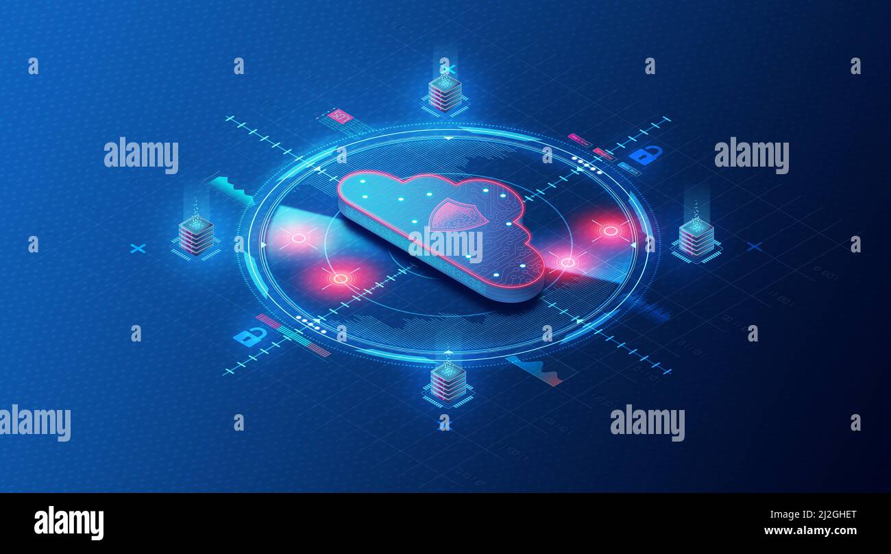 Cloud-Computing-Sicherheit – Lösungen für das Schwachstellenmanagement und das Bedrohungsmanagement – Sicherheitsabläufe und Programmsteuerung – Neue Anwendung für Bedrohungsdaten Stockfoto