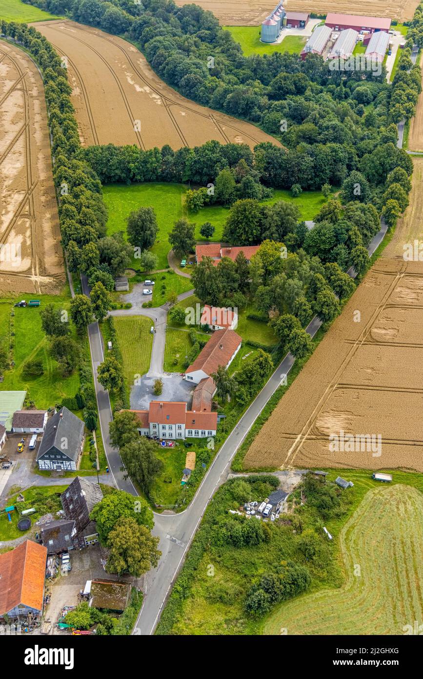 Luftaufnahme, Baustelle Feuerwehrgebäude Stentroper Weg, Palzstraße und Ecke Karrenweg im Bezirk Stentrop, Fröndenberg/Ru Stockfoto