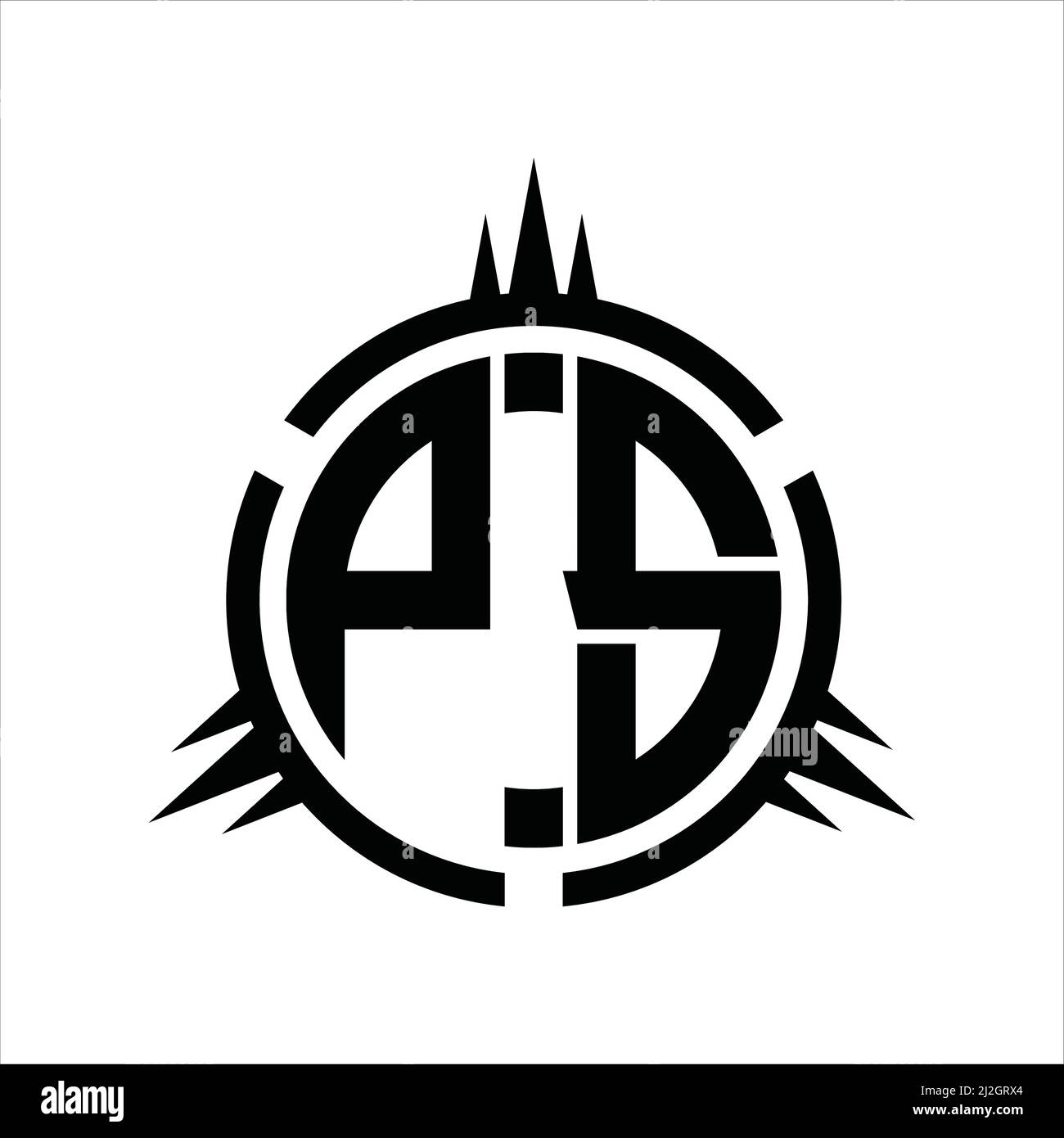 PS-Logo-Monogramm isoliert auf Design-Vorlage für Kreiselemente Stock Vektor