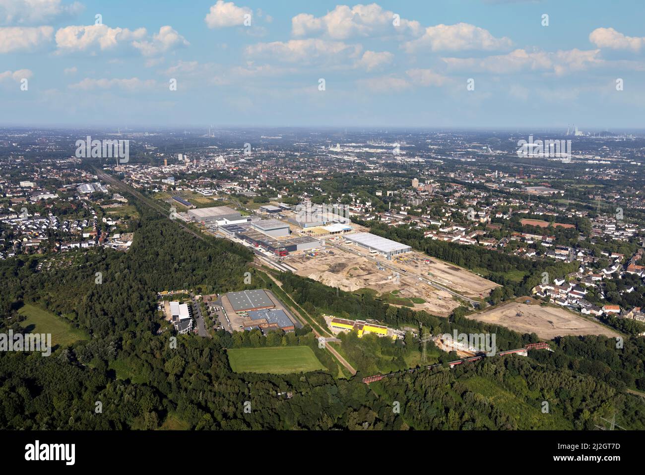 Luftaufnahme, Baustelle Gewerbegebiet und Industriepark Schalker Verein an der Europastraße mit Wheels Logistic, bilstein Group Logistics Cen Stockfoto