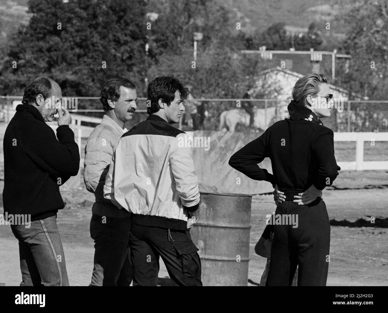 Offene Fotos von Sylvester Stallone & Brigitte Nielsen im LA Equestrian Center. Anfang der 1980er Jahre Kredit: Ron Wolfson / MediaPunch Stockfoto