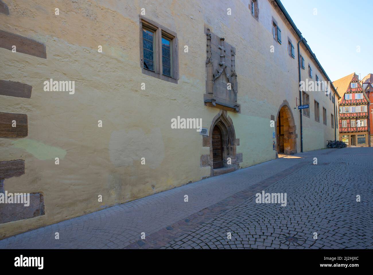 Historische Gebäude an der Nackargasse in der Tübinger Altstadt. Baden-Württemberg, Deutschland. Stockfoto