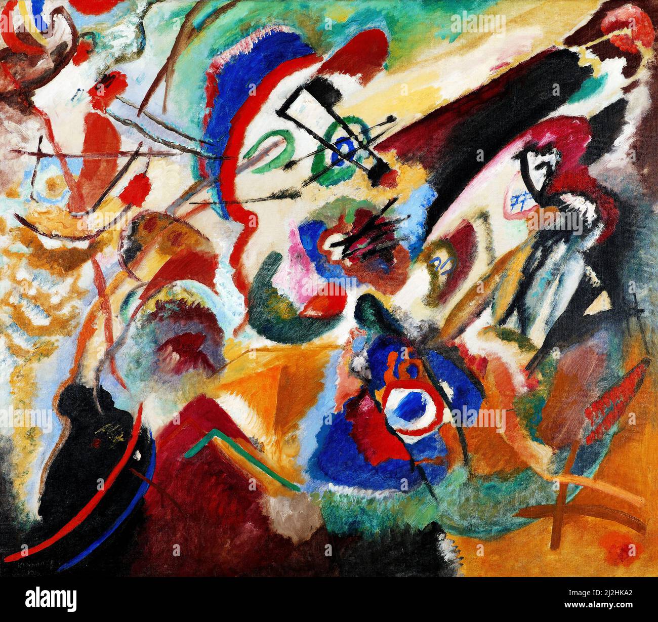 Gemälde von Wassily Kandinsky, 1910s. Fragment 2 für Komposition VII (1913) Öl auf Leinwand Stockfoto