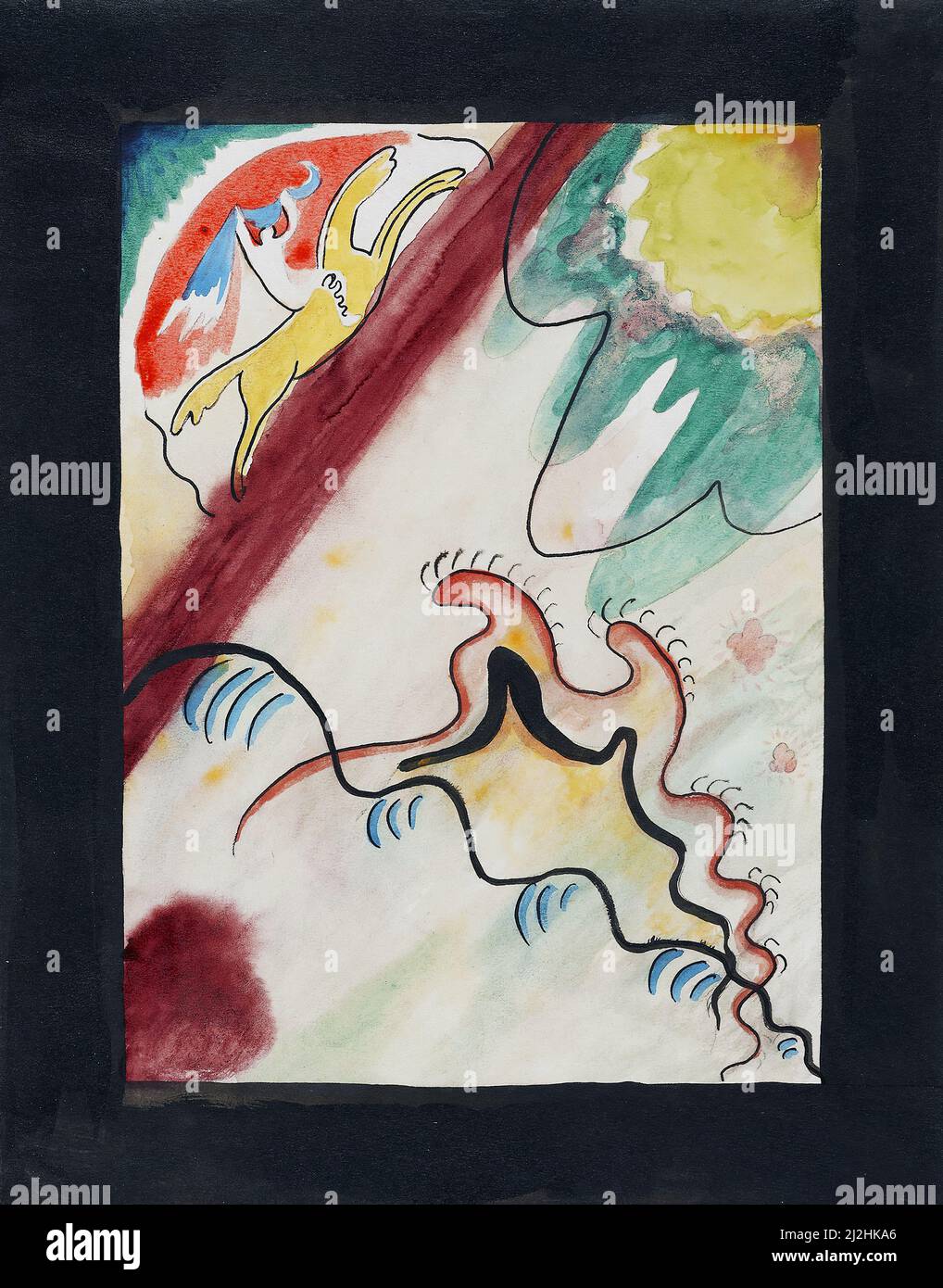 Gemälde von Wassily Kandinsky, 1910s. Entwurf für die Abdeckung des Almanach The Blue Rider (1911). Aquarell. Stockfoto