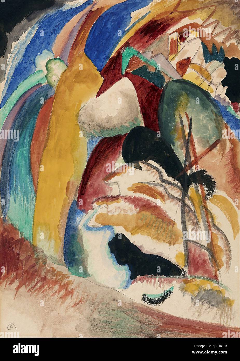 Gemälde von Wassily Kandinsky, 1910s. Entwurf für Bild mit weißer Form (1913) Öl auf Leinwand. Stockfoto