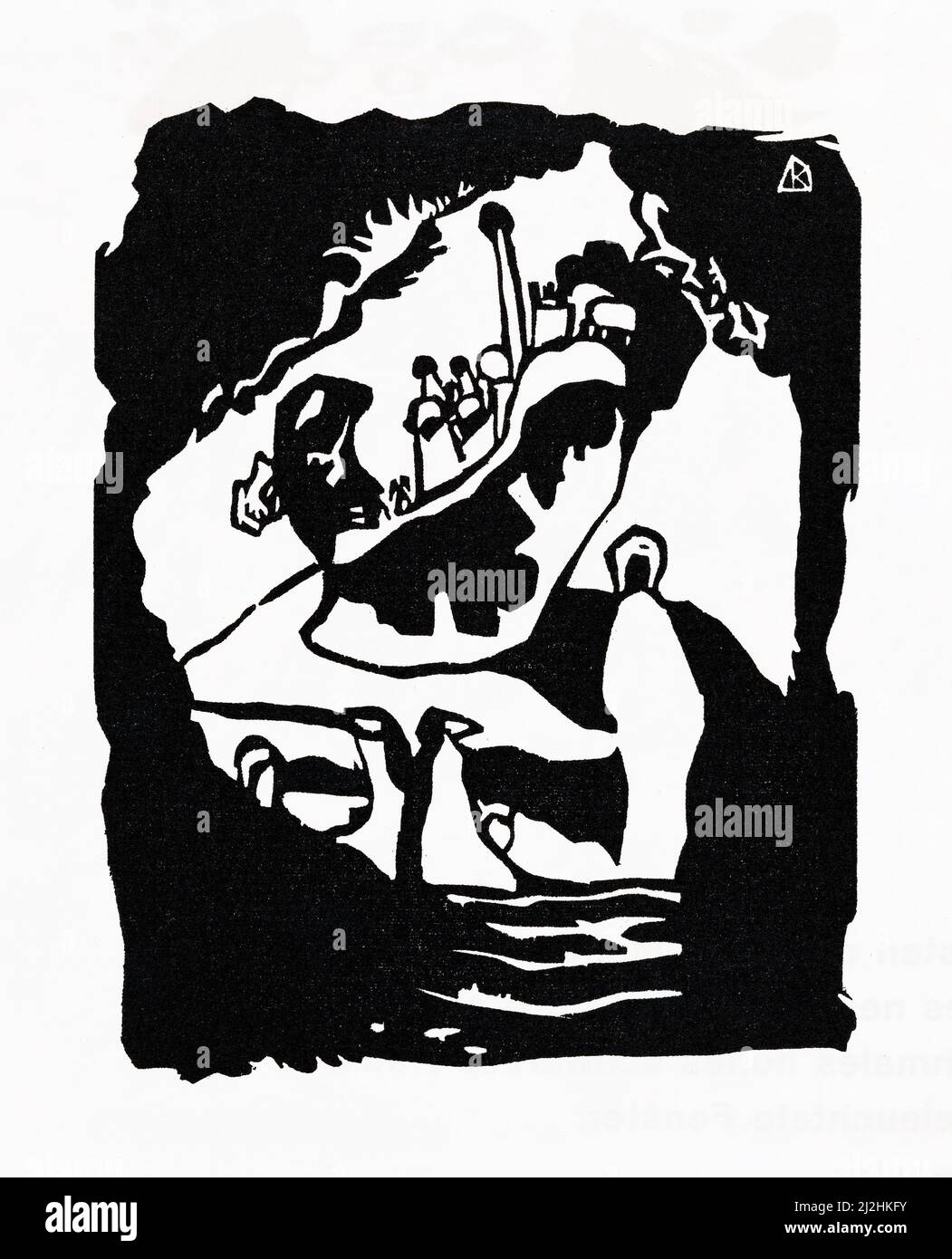 Gemälde von Wassily Kandinsky, 1910s. KLANGE Plate 17 (1913) - 'Klänge' Holzschnitt Stockfoto