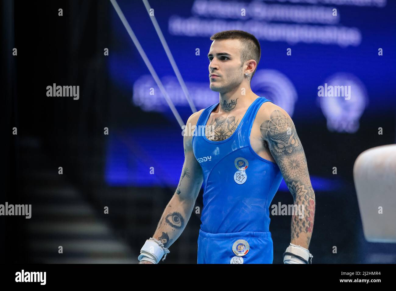 Szczecin, Polen, 10. April 2019: Nicola Bartolini aus Italien während der Europameisterschaft im Turnen Stockfoto