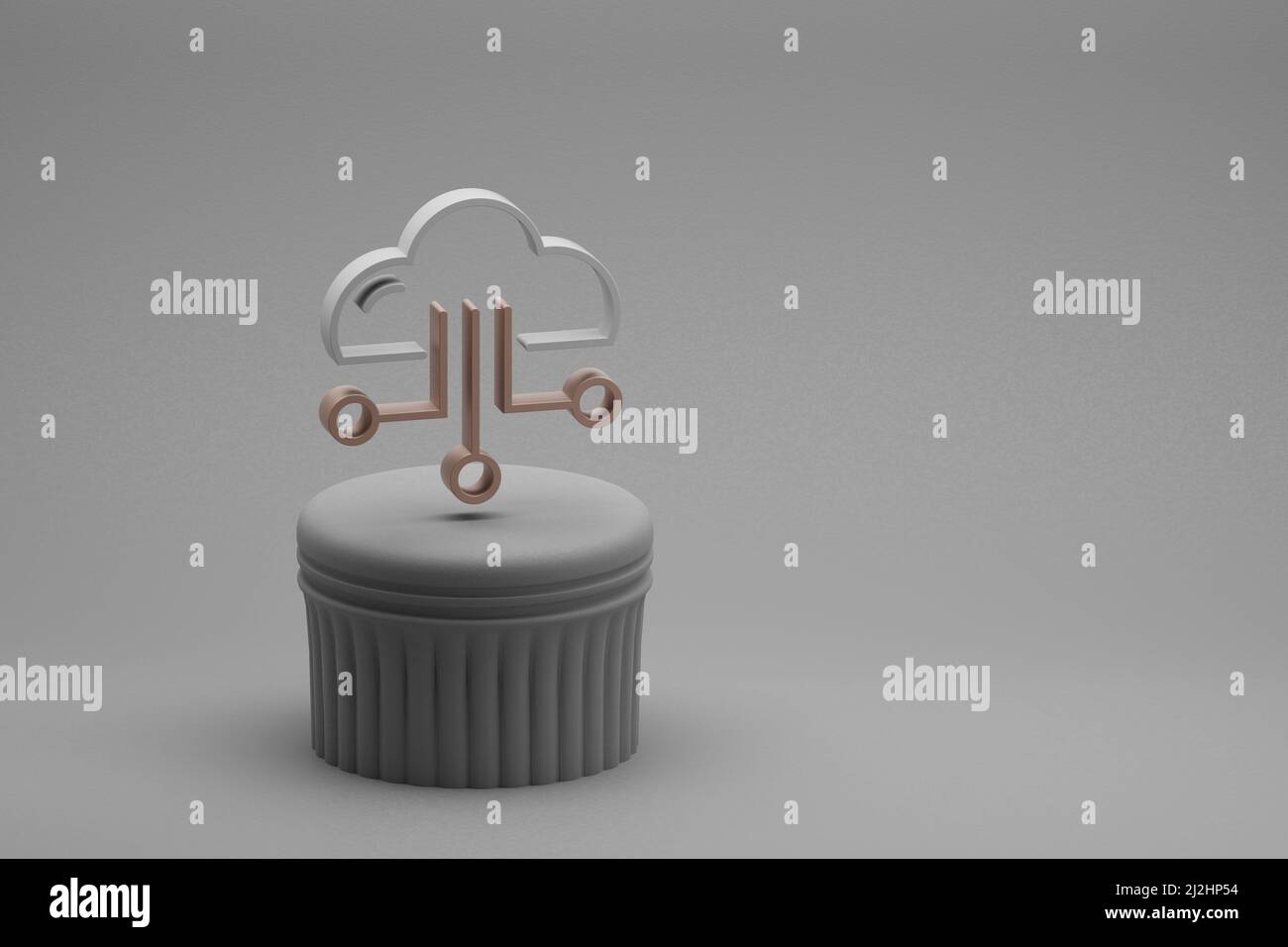 Schöne abstrakte Illustrationen Wolke Symbol-Symbole auf einer Beton-Spalte und wunderbaren Hintergrund. 3D Rendering-Illustration. Hintergrundmuster für Desi Stockfoto