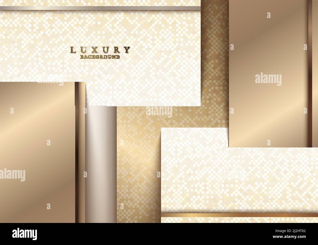 Abstrakt modernen Luxus 3D hellbraun und golden Rechteck geometrischen Muster Hintergrund. Vektorgrafik Stock Vektor