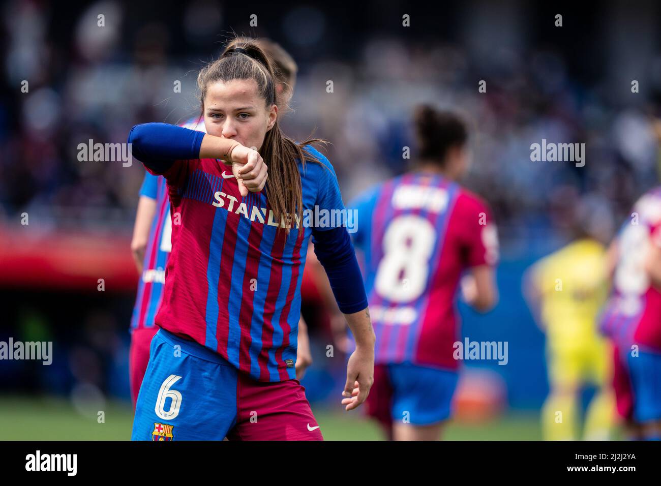 Sant Joan Despí, Spanien, 2, April 2022. Spanische Frauenliga: FC Barcelona gegen Villarreal CF. Quelle: Joan Gosa/Alamy Live News Stockfoto