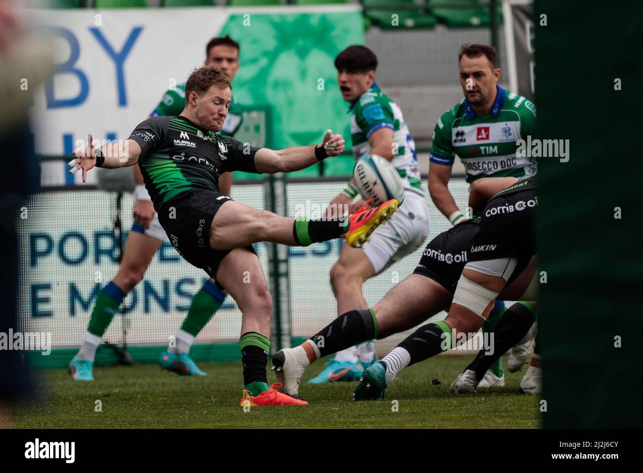 Treviso, Italien. 02. April 2022. Jack Carty (Connacht Rugby) während Benetton Rugby vs Connacht Rugby, United Rugby Championship match in Treviso, Italien, April 02 2022 Credit: Independent Photo Agency/Alamy Live News Stockfoto