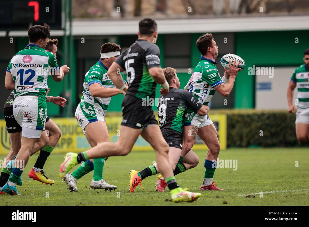 Monigo Stadium, Treviso, Italien, 02. April 2022, Giacomo Da Re (Benetton Rugby) während des Spiels von Benetton Rugby gegen Connacht Rugby - United Rugby Championship Stockfoto