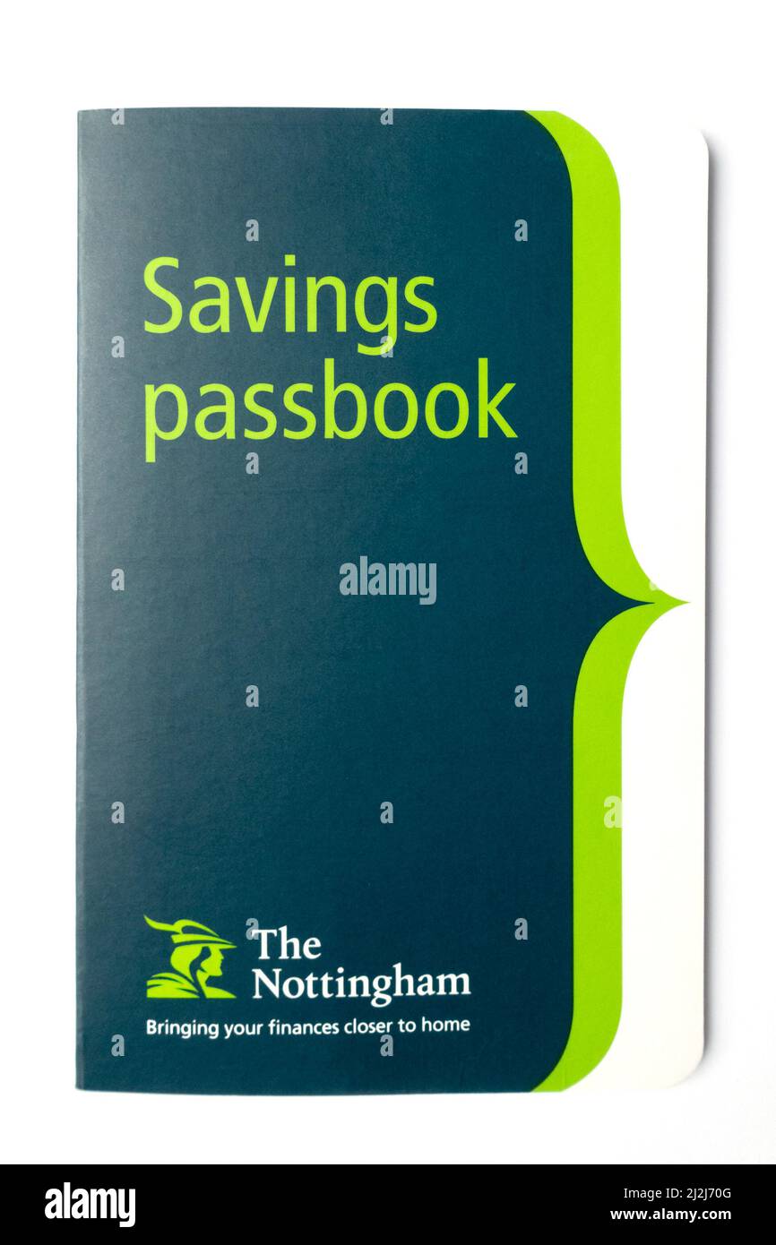 Cover eines alten Sparpassbuches für die Nottingham Building Society. Das Konto wurde 2009 eröffnet. Stockfoto