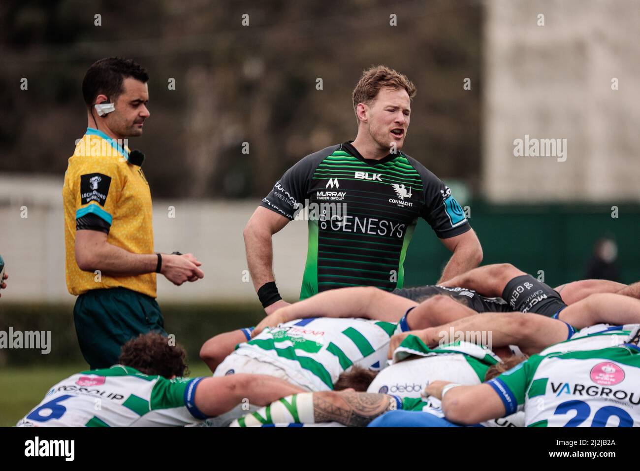 Monigo Stadium, Treviso, Italien, 02. April 2022, Kieran Marmion (Connacht Rugby) während des Spiels von Benetton Rugby gegen Connacht Rugby - United Rugby Championship Stockfoto