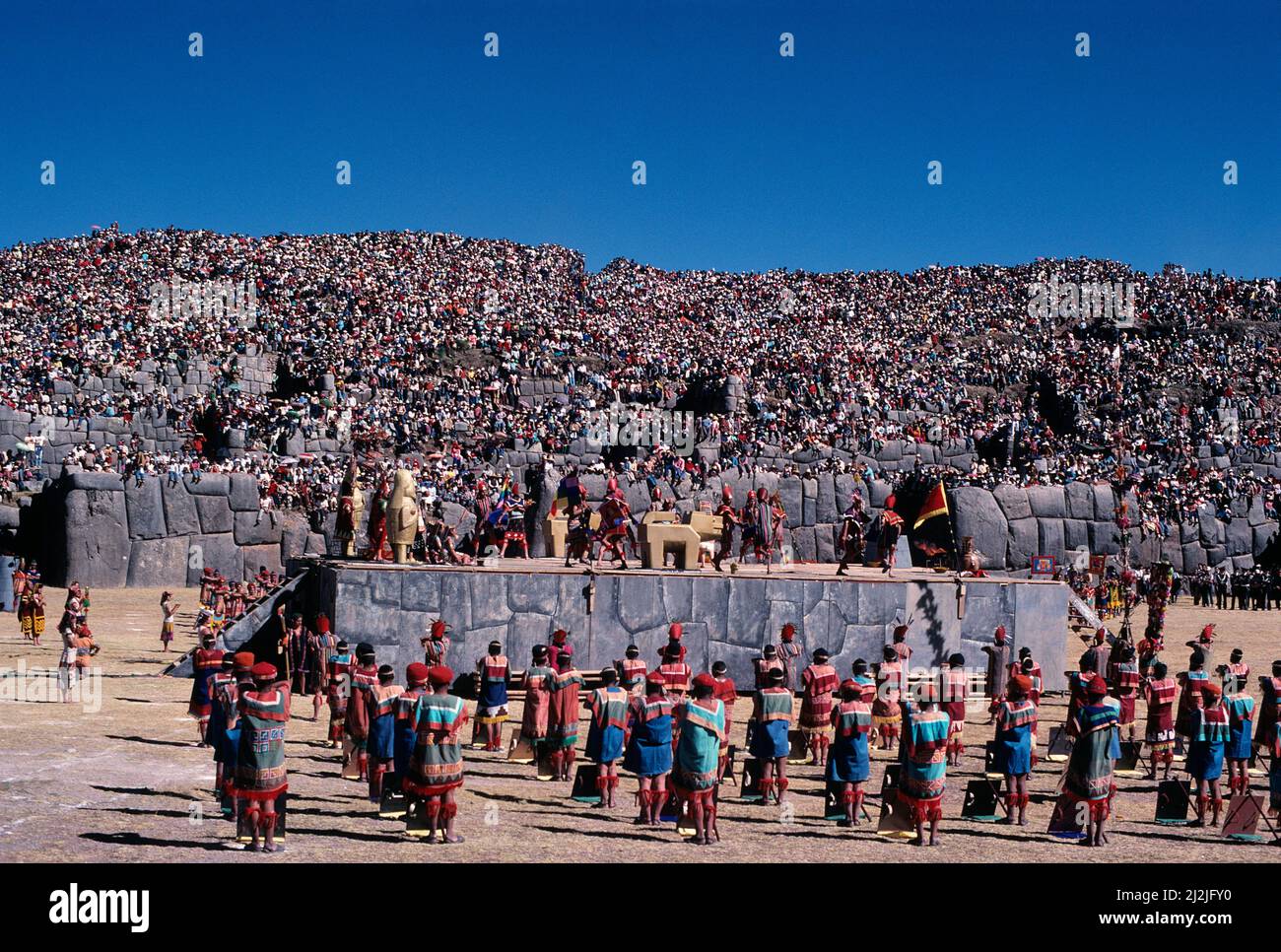 Peru. Cuzco. Inti Raymi Traditionelles Inka-Festival in Sacsahuaman. Stockfoto