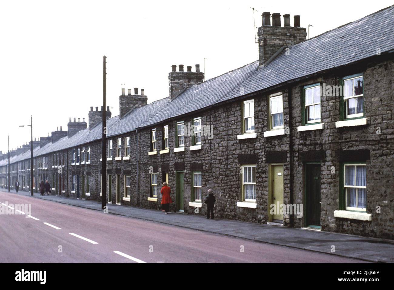 Ehemalige Reihenhäuser in der Nähe von Durham im Jahr 1975 Stockfoto