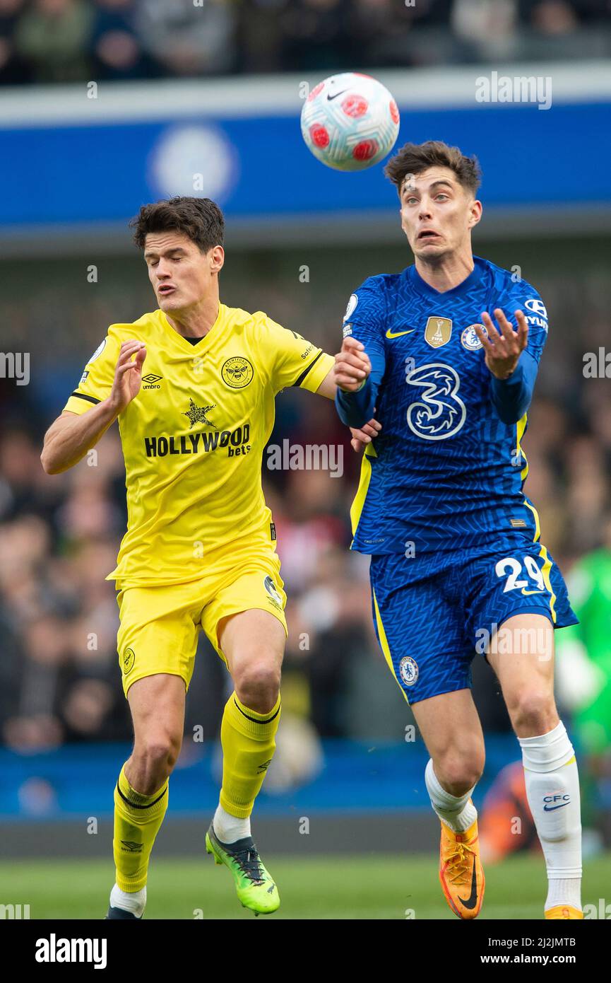 London, Großbritannien. 02. April 2022. Kai Havertz von Chelsea beim Premier League-Spiel zwischen Chelsea und Brentford am 2. April 2022 in Stamford Bridge, London, England. Foto von Salvio Calabrese. Nur zur redaktionellen Verwendung, Lizenz für kommerzielle Nutzung erforderlich. Keine Verwendung bei Wetten, Spielen oder Veröffentlichungen einzelner Clubs/Vereine/Spieler. Kredit: UK Sports Pics Ltd/Alamy Live Nachrichten Stockfoto