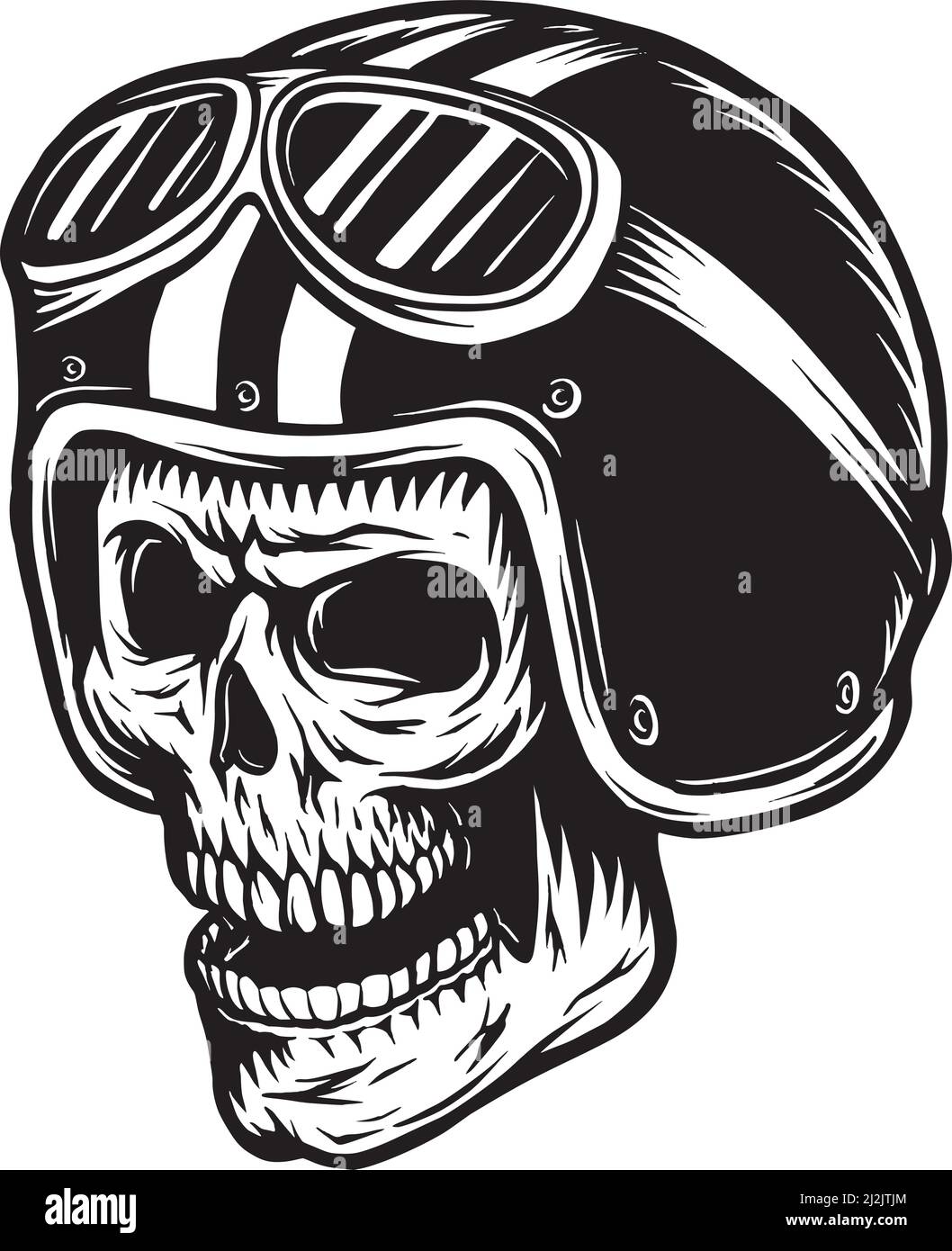 vintage motorrad logo vorlage mit schädel rennfahrer im helm und gekreuzten  motorkolben isolierte vektorillustration 7721200 Vektor Kunst bei Vecteezy